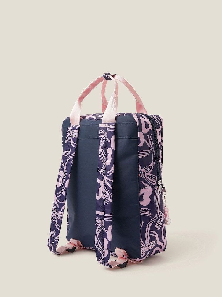 Monsoon Blue Bow Print School Backpack - Image 2 of 4 Monsoon Blue Bow Print School Backpack - Image 2 of 4