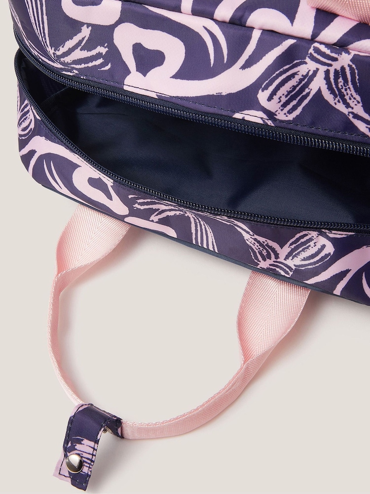 Monsoon Blue Bow Print School Backpack - Image 4 of 4 Monsoon Blue Bow Print School Backpack - Image 4 of 4