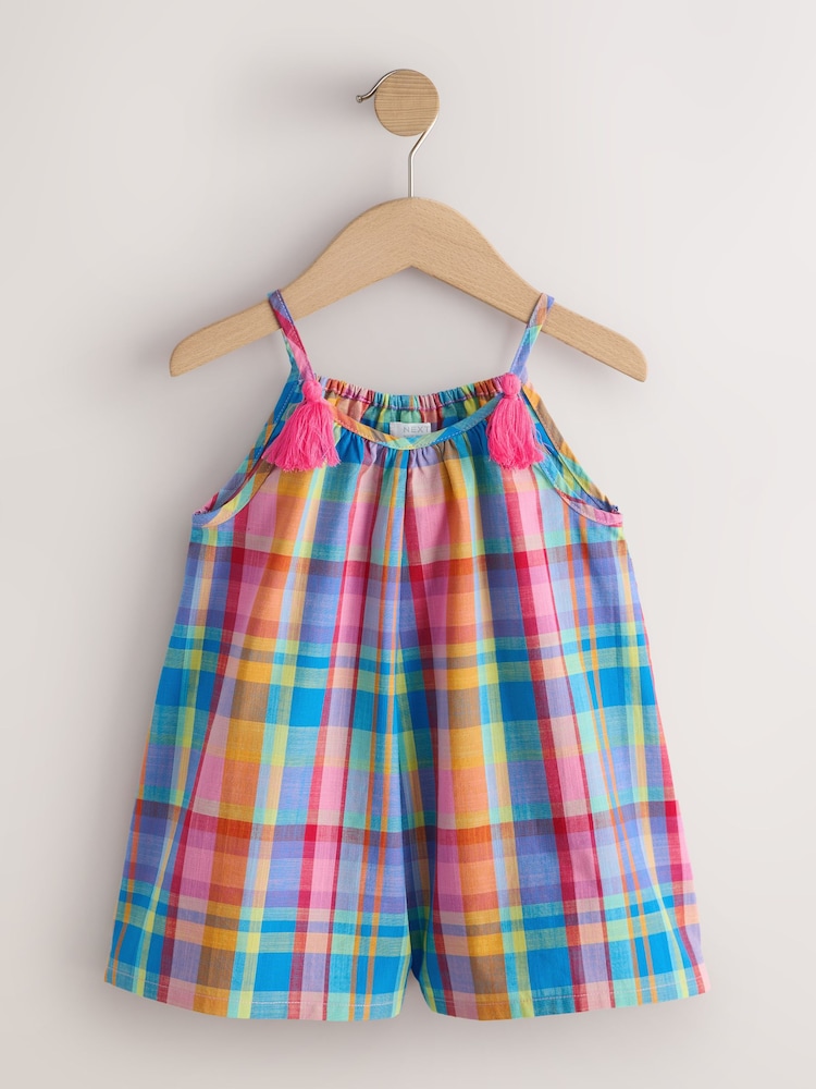 Multi Bright Check Strappy Playsuit (3mths-10yrs) - Image 1 of 4
