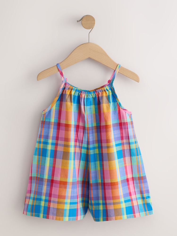 Multi Bright Check Strappy Playsuit (3mths-10yrs) - Image 2 of 4