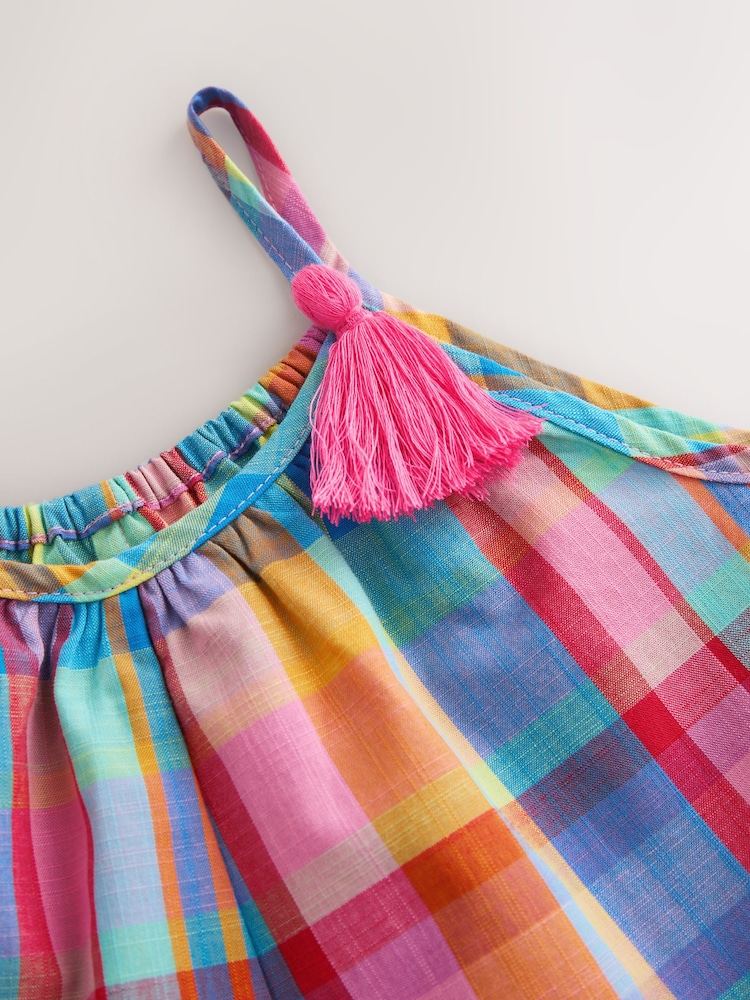 Multi Bright Check Strappy Playsuit (3mths-10yrs) - Image 4 of 4