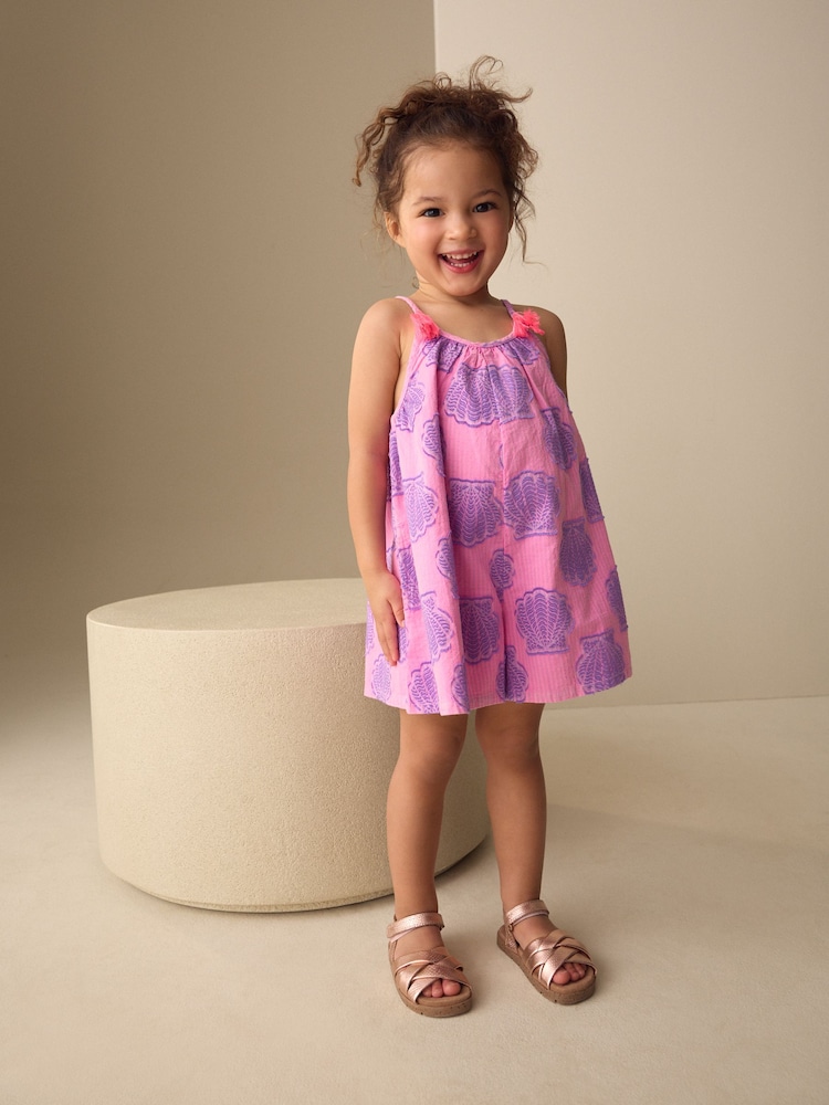 Pink/Purple Shell - Strappy Playsuit (3mths-10yrs) - Imaginea 1 din 4