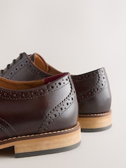 Brown Standard Fit Leather Contrast Sole Brogue Shoes - Image 4 of 5