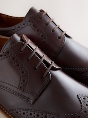 Brown Standard Fit Leather Contrast Sole Brogue Shoes - Image 6 of 7
