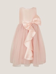 Monsoon Pink Waterfall Bow Tulle Dress - Image 1 of 3