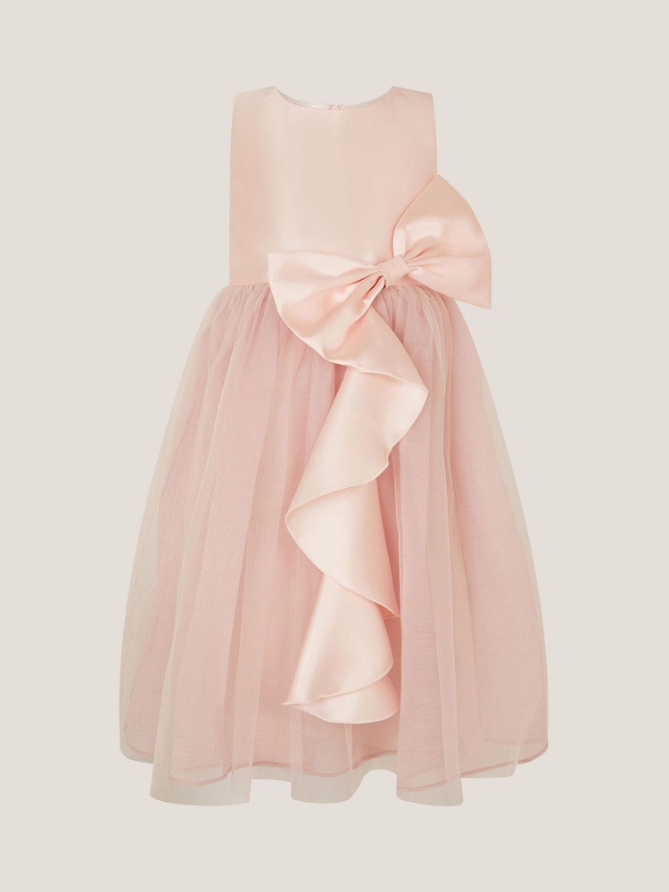 Monsoon Pink Waterfall Bow Tulle Dress - Image 1 of 3
