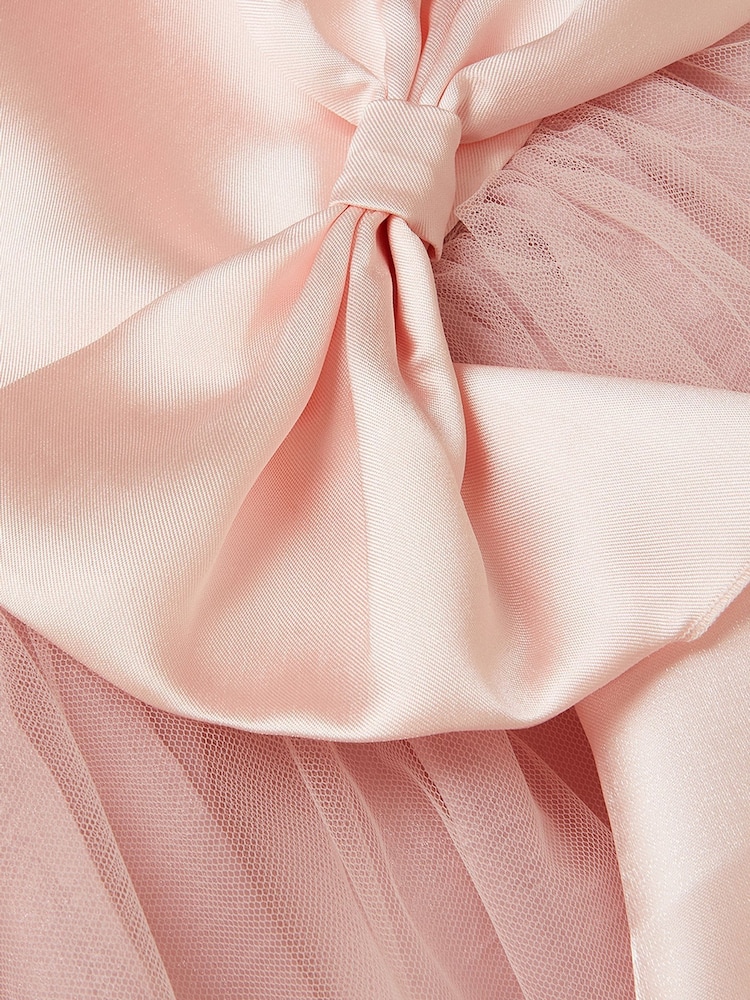Monsoon Pink Waterfall Bow Tulle Dress - Image 3 of 3