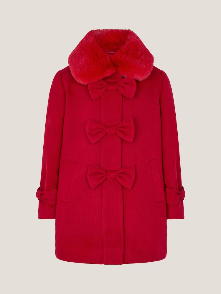 Monsoon Red Faux Collar Bow Coat - Image 2 of 4