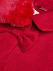 Monsoon Red Faux Collar Bow Coat - Image 4 of 4