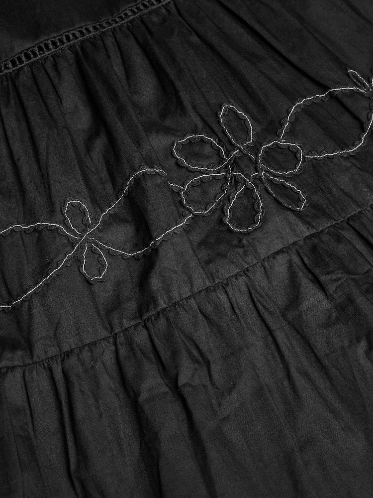 Monsoon Black Floral Embroidered Tier Dress - Image 3 of 3