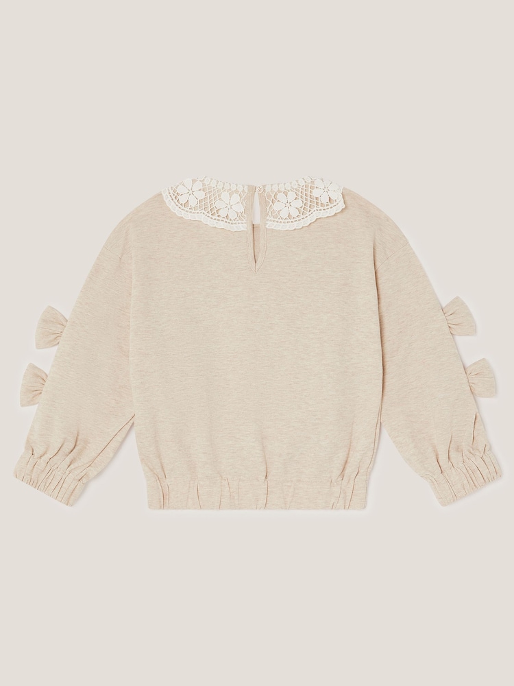 Monsoon Natural Bow Embellished Collar Sweatshirt - Image 2 of 3