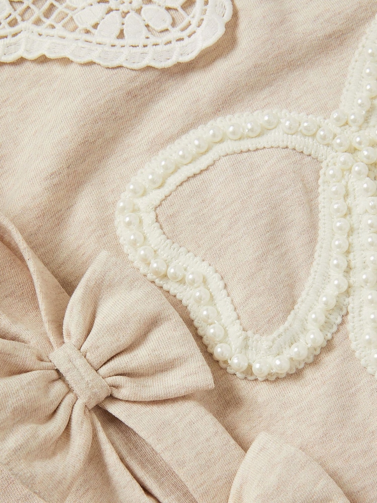 Monsoon Natural Bow Embellished Collar Sweatshirt - Image 3 of 3