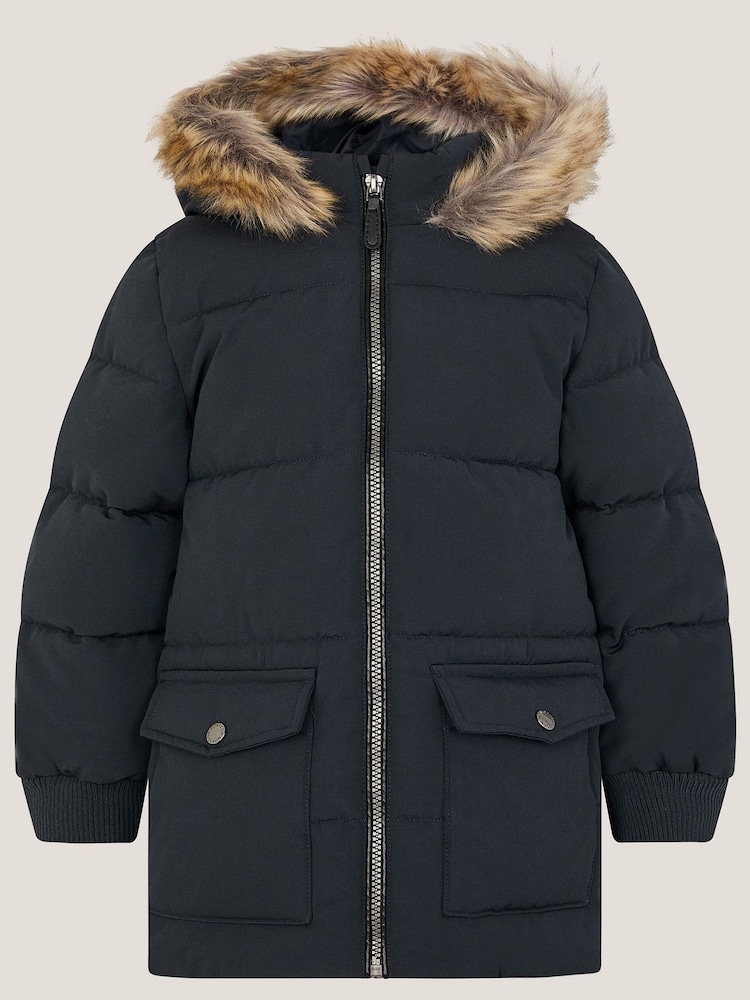 Monsoon Black Mid Length Puffer Coat - Image 1 of 2