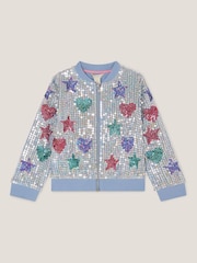 Monsoon Star & Heart Sequin Bomber Jacket - Imagen 2 de 4