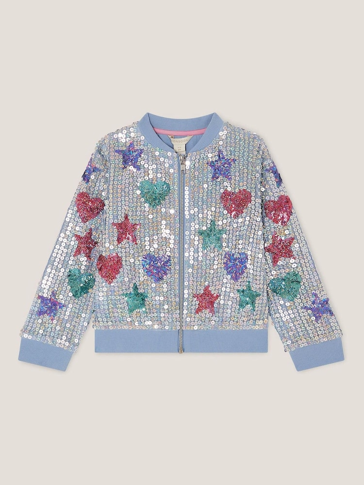 Monsoon Star & Heart Sequin Bomber Jacket - Imagen 2 de 4