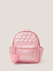 Monsoon Pink Shiny Heart Quilted Backpack - Image 1 of 4