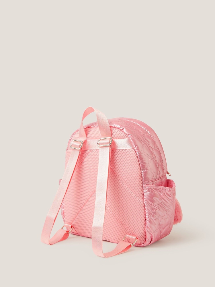 Monsoon Pink Shiny Heart Quilted Backpack - Image 2 of 4