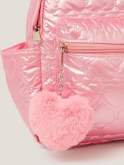 Monsoon Pink Shiny Heart Quilted Backpack - Image 3 of 4