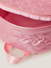 Monsoon Pink Shiny Heart Quilted Backpack - Image 4 of 4