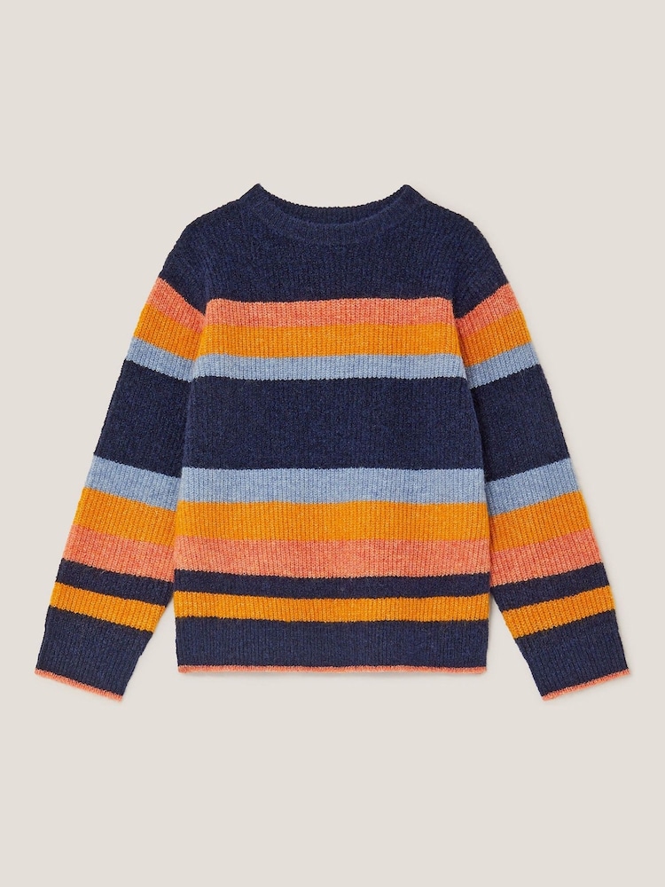 Monsoon Orange Stripe Colour Block Knit Jumper - Image 2 of 3 Monsoon Orange Stripe Colour Block Knit Jumper - Image 2 of 3