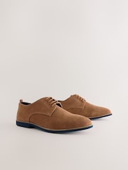Tan Brown Suede Derby Shoes - Image 1 of 5
