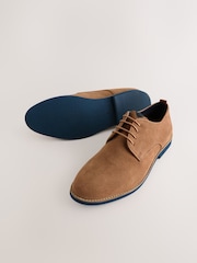 Tan Brown Suede Derby Shoes - Image 3 of 5