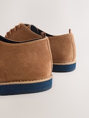 Tan Brown Suede Derby Shoes - Image 4 of 5