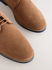 Tan Brown Suede Derby Shoes - Image 5 of 5