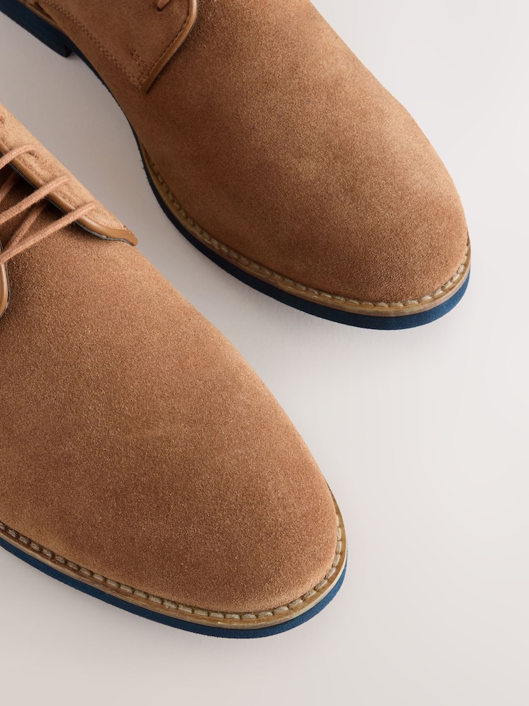 Tan Brown Suede Derby Shoes - Image 5 of 5