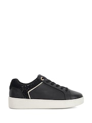 Dune London Black Elli Material Mix Cupsole Trainers - Image 1 of 5