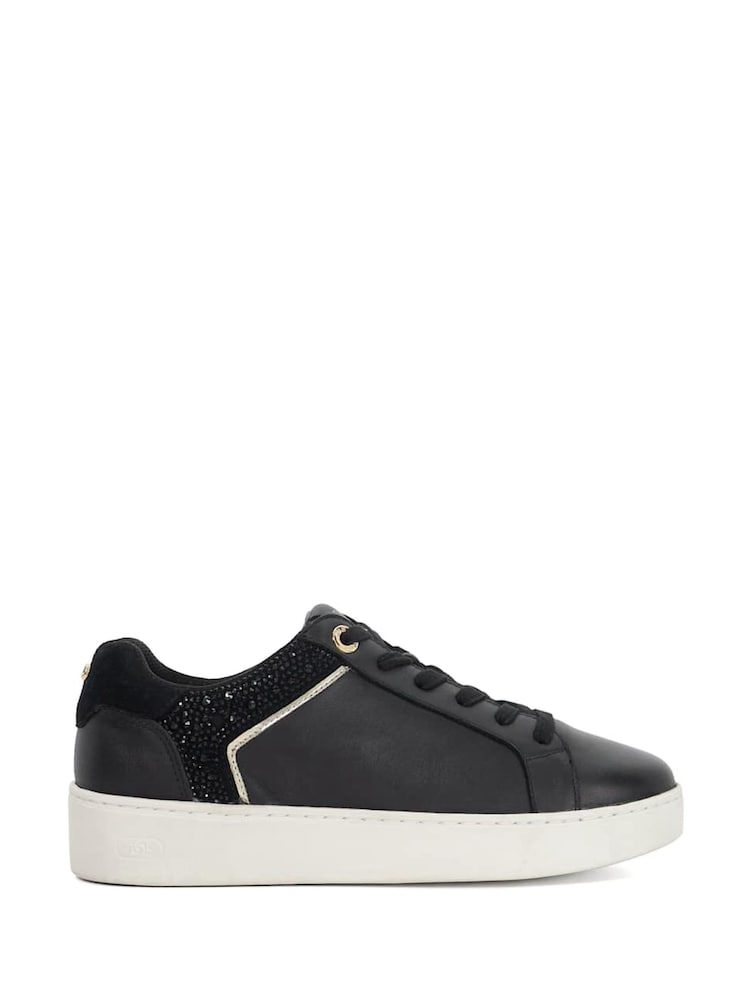Dune London Black Elli Material Mix Cupsole Trainers - Image 1 of 5 Dune London Black Elli Material Mix Cupsole Trainers - Image 1 of 5