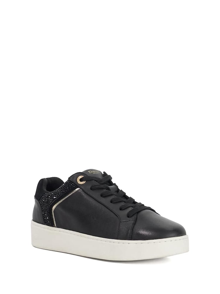 Dune London Black Elli Material Mix Cupsole Trainers - Image 2 of 5 Dune London Black Elli Material Mix Cupsole Trainers - Image 2 of 5
