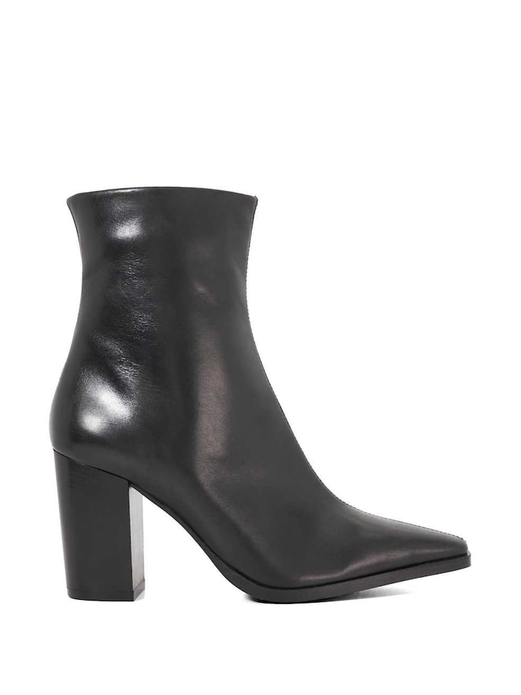 Dune London Black Patently Chisel Toe Block Boots - Image 2 of 6