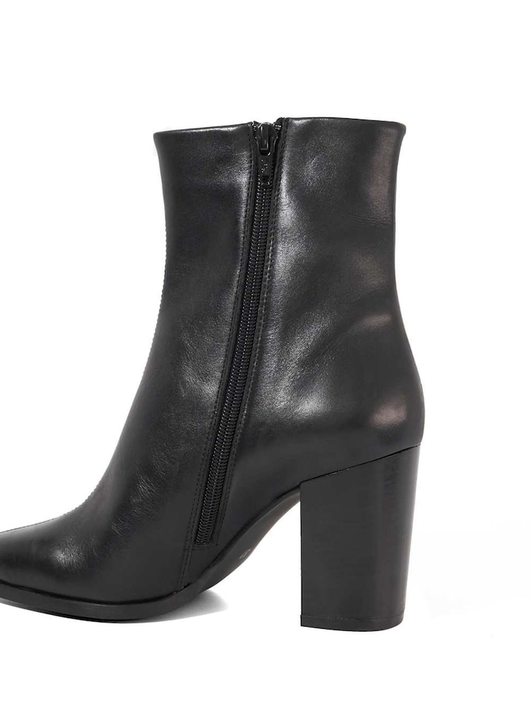 Dune London Black Patently Chisel Toe Block Boots - Image 6 of 6