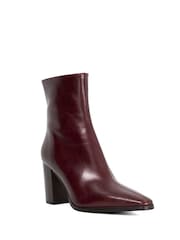 Dune London Red Patently Chisel Toe Block Boots - Image 3 of 6