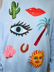 Eleanor Bowmer Blue Icons Embellished Sweater - Image 4 of 4