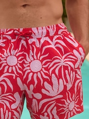 Red/Lilac Abstract Textured Print Swim Shorts 5" - Image 4 of 8