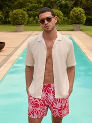 Red/Lilac Abstract Textured Print Swim Shorts 5" - Image 5 of 8