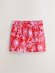 Red/Lilac Abstract Textured Print Swim Shorts 5" - Image 6 of 8