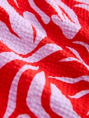 Red/Lilac Abstract Textured Print Swim Shorts 5" - Image 7 of 8