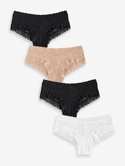 Victoria's Secret Black/Nude/White Cheeky 4 Pack Knickers - Image 1 of 6
