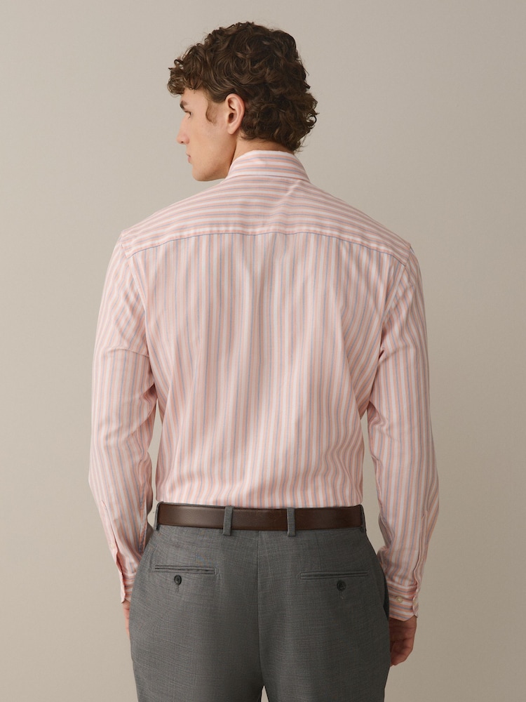 Orange Regular Fit N.Premium Long Sleeve Stripe Smart Shirt - Image 2 of 7