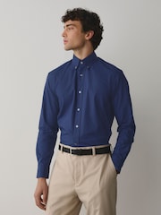 Blue Regular Fit 100% Cotton N.Premium Twill Smart Shirt - Image 1 of 8