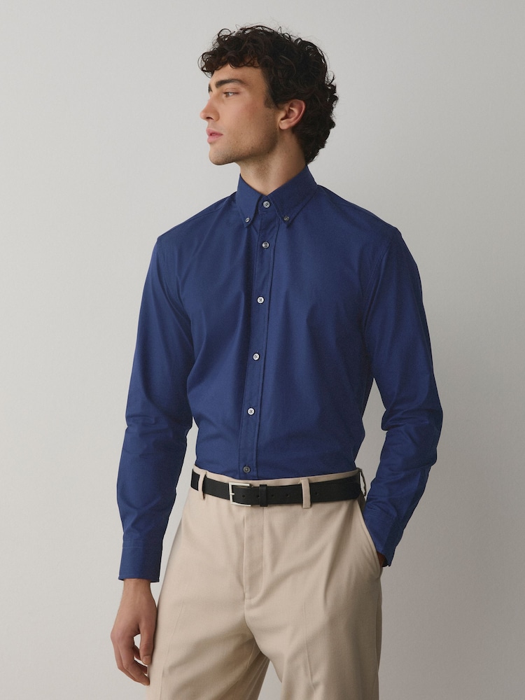Blue Regular Fit 100% Cotton N.Premium Twill Smart Shirt - Image 1 of 8