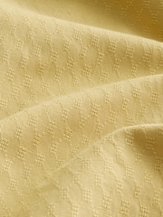 Ochre Yellow Slim Fit Cotton Linen Blend Short Sleeve Trimmed Shirt - Image 7 of 7