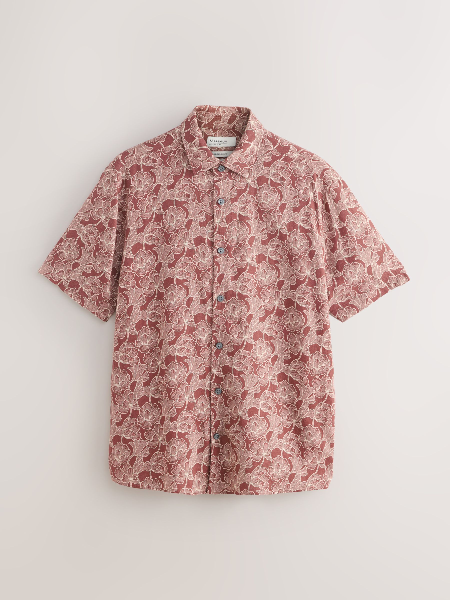 Buy Rust Brown Floral Regular Fit Linen Viscose Blend Smart Short