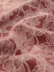 Rust Brown Floral Regular Fit Linen Viscose Blend Smart Short Sleeve Shirt - Image 6 of 7