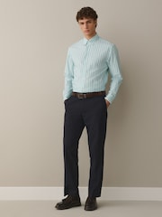 Teal Blue Regular Fit N.Premium Long Sleeve Stripe Smart Shirt - Image 3 of 7