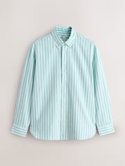 Teal Blue Regular Fit N.Premium Long Sleeve Stripe Smart Shirt - Image 5 of 7