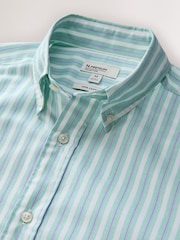 Teal Blue Regular Fit N.Premium Long Sleeve Stripe Smart Shirt - Image 6 of 7